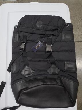 Polo by Ralph Lauren Black Quilted Nylon & Leather Backpack
